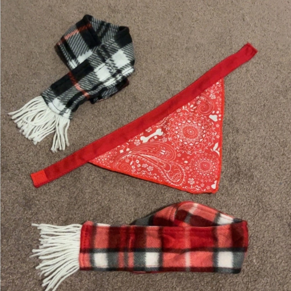 2 Small Pet Scarves & 1 Bandana